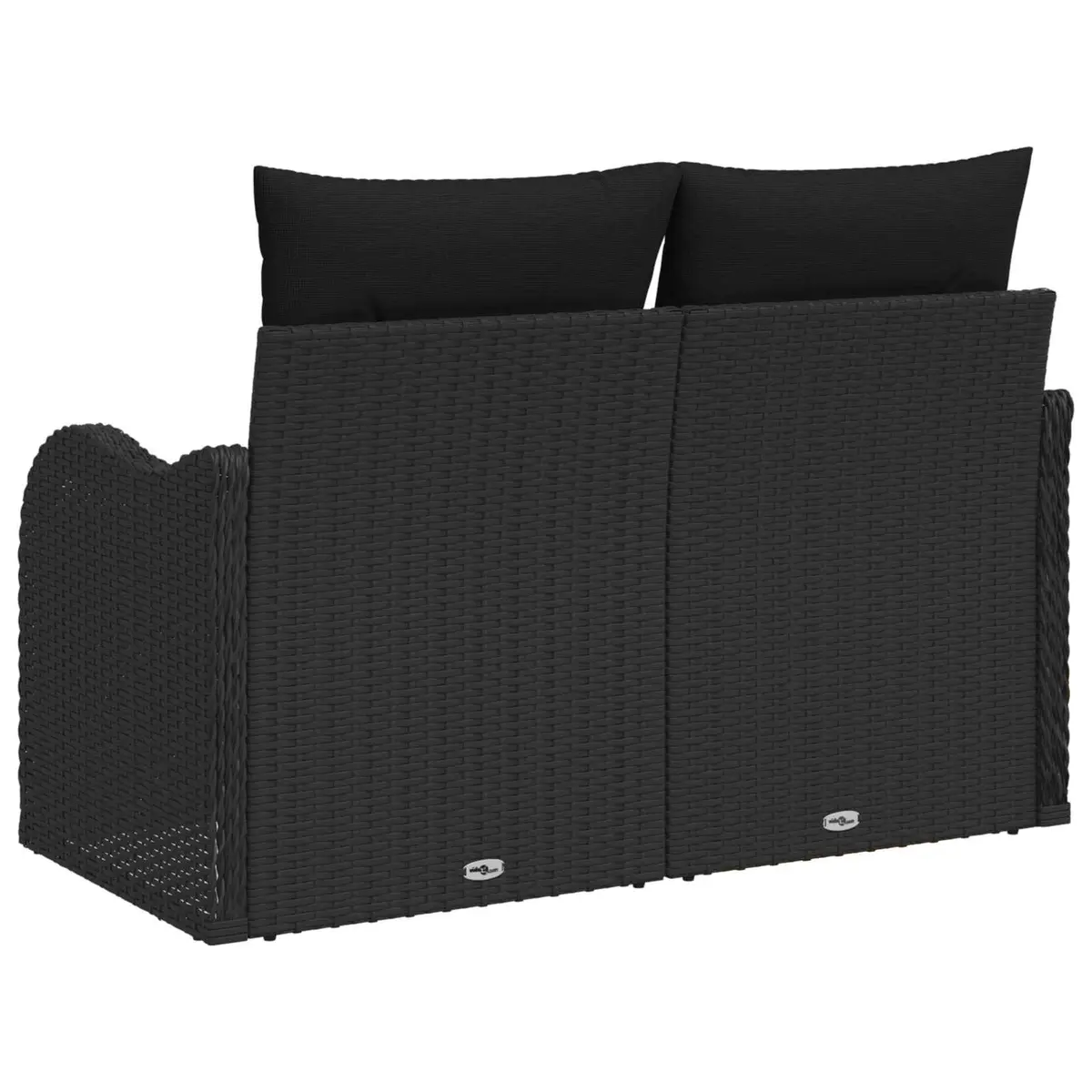Outdoor Garden Sofa for Patio Black Poly Rattan with Cushion