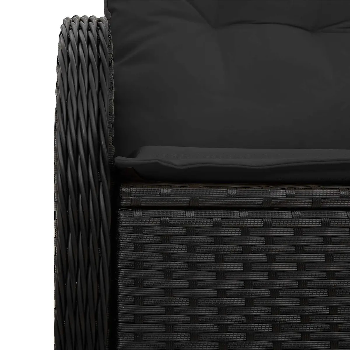 Outdoor Garden Sofa for Patio Black Poly Rattan with Cushion