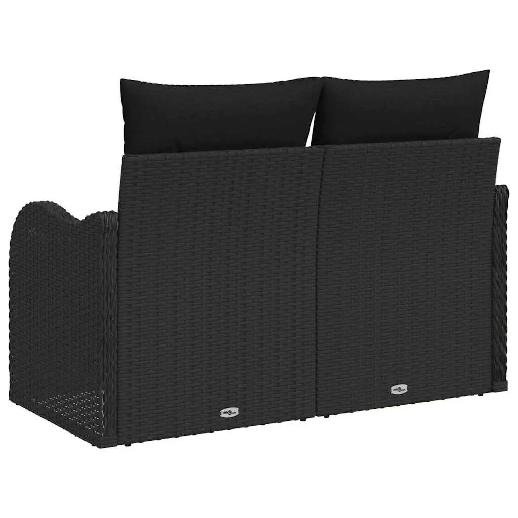 Outdoor Sofa Black Poly Rattan Cushion Furniture for Garden Patio 121x62x69cm