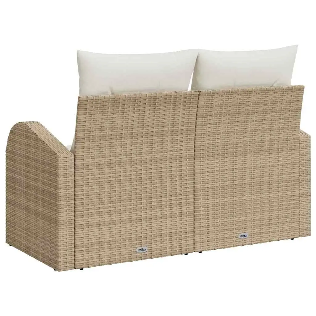 Outdoor Garden Sofa Beige Poly Rattan Patio Seating Modern Design 124x62x69cm