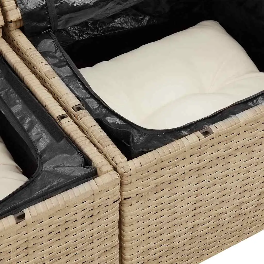 Outdoor Garden Sofa Beige Poly Rattan Patio Seating Modern Design 124x62x69cm