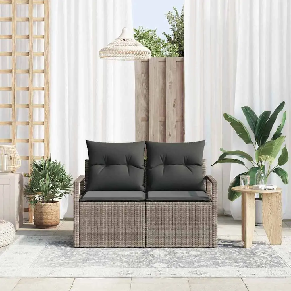 Garden Sofa Outdoor Seating Poly Rattan Grey Modular Lounge Couch 120x62x69cm