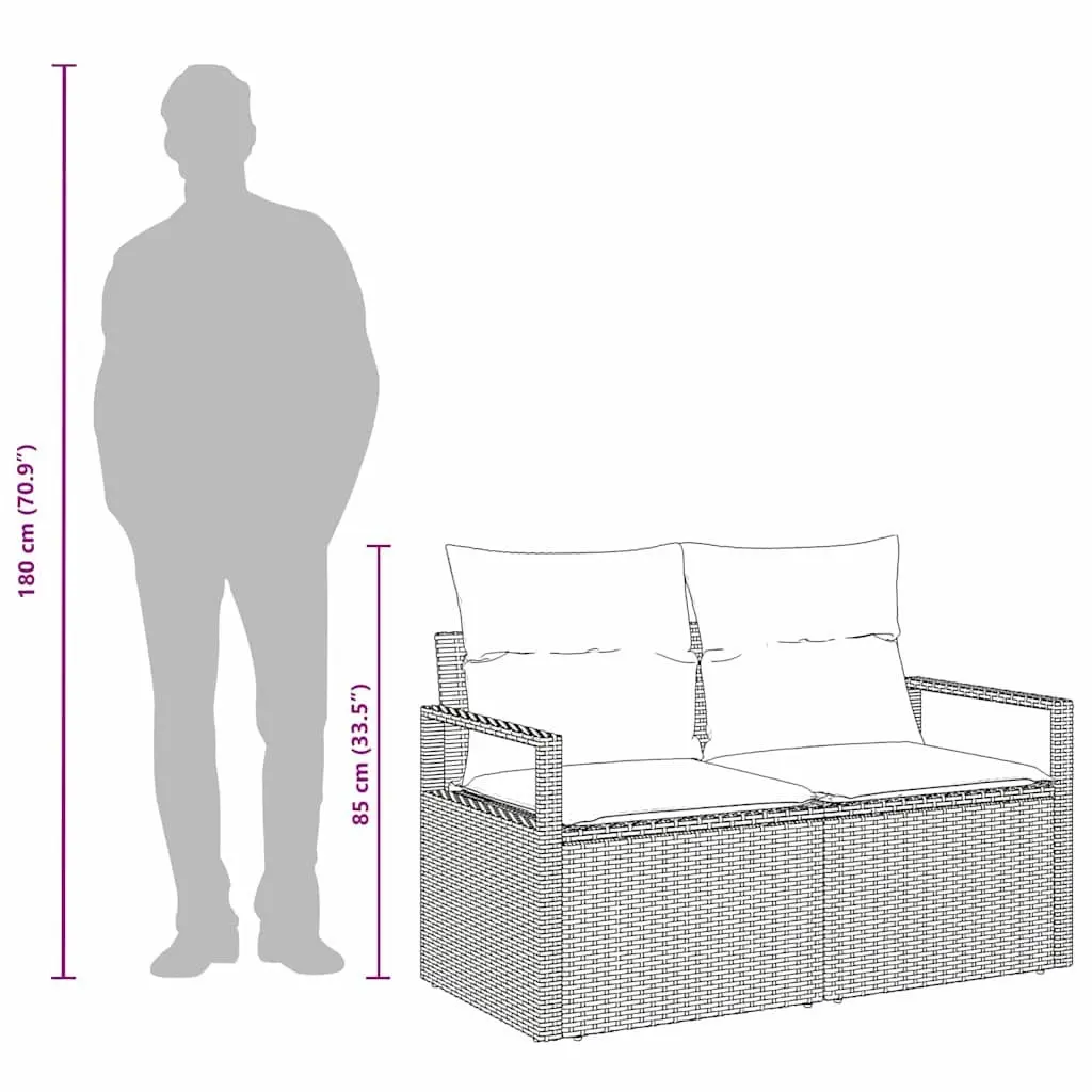 Garden Sofa Outdoor Seating Poly Rattan Grey Modular Lounge Couch 120x62x69cm
