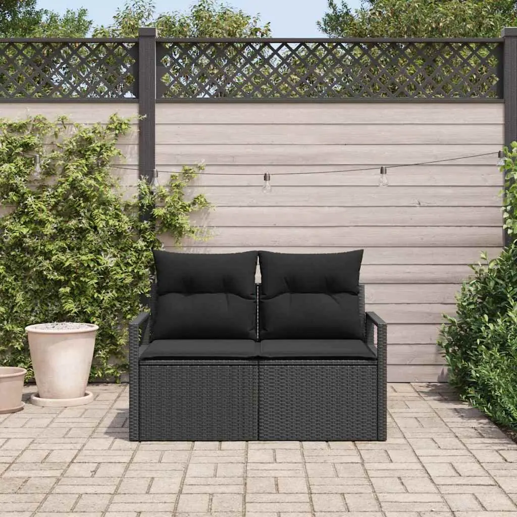 Outdoor Garden Sofa Poly Rattan Black Lounge Seating Patio Furniture with