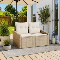 Dimensions and Details of Beige Modular Garden Sofa