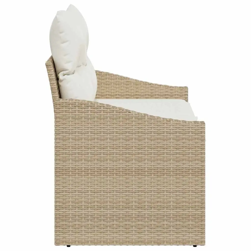 Modular Garden Sofa Outdoor Patio Seating Beige Poly Rattan 123x62x69cm