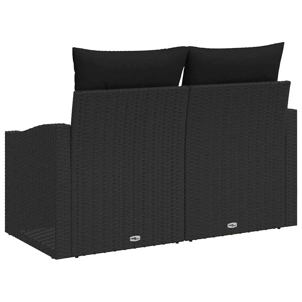 Modular Outdoor Garden Sofa Black Poly Rattan Rectangular Patio Seating