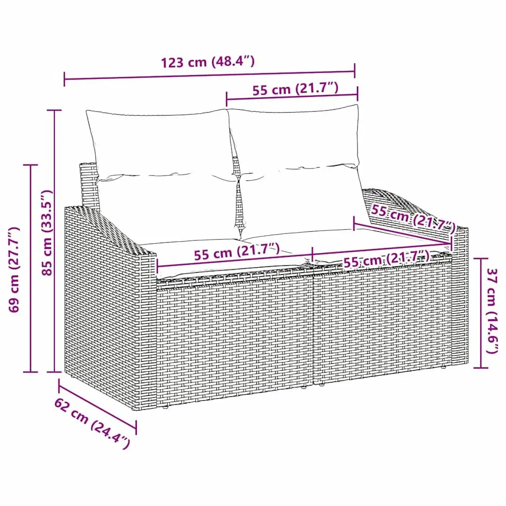 Modular Garden Sofa Outdoor Patio Furniture Grey 123x62x69cm