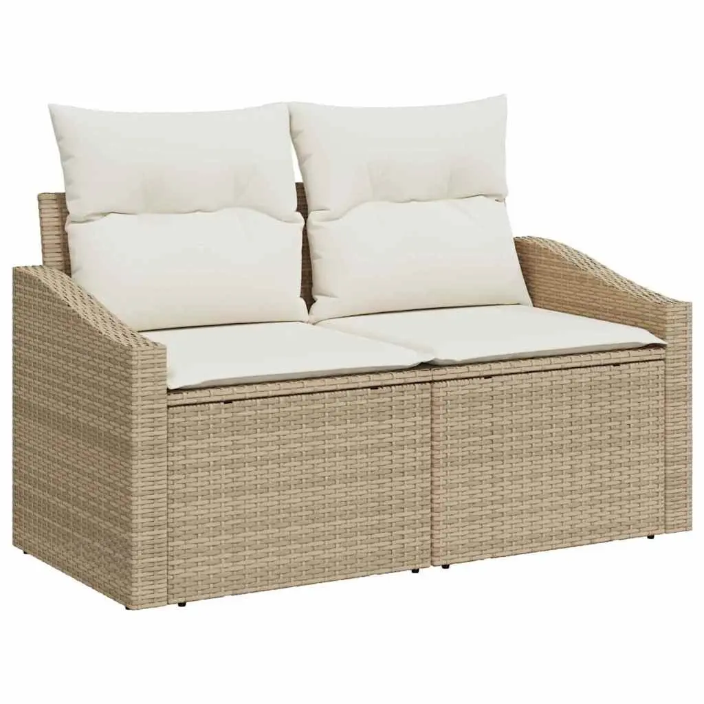 Modular Patio Lounge Sofa for Outdoor Garden Use in Beige Poly Rattan 123x62x69cm