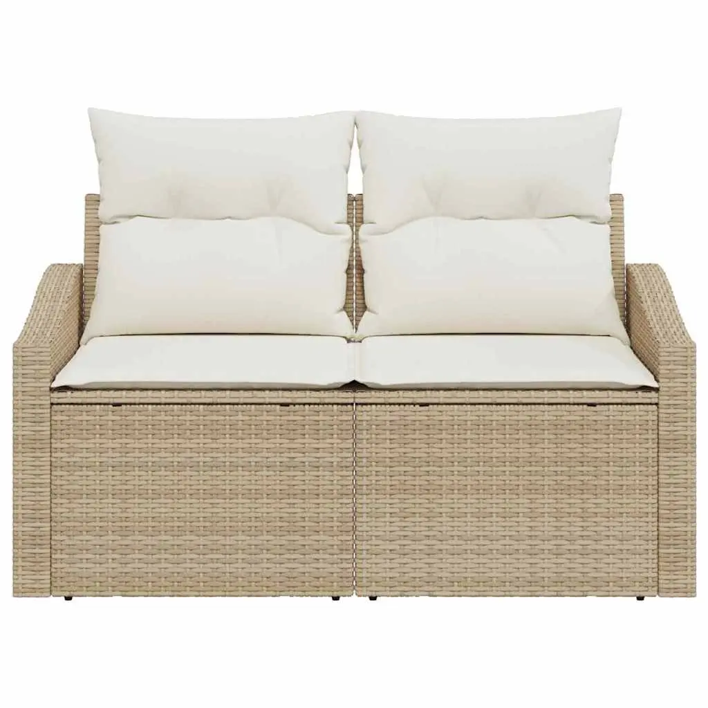 Modular Patio Lounge Sofa for Outdoor Garden Use in Beige Poly Rattan 123x62x69cm