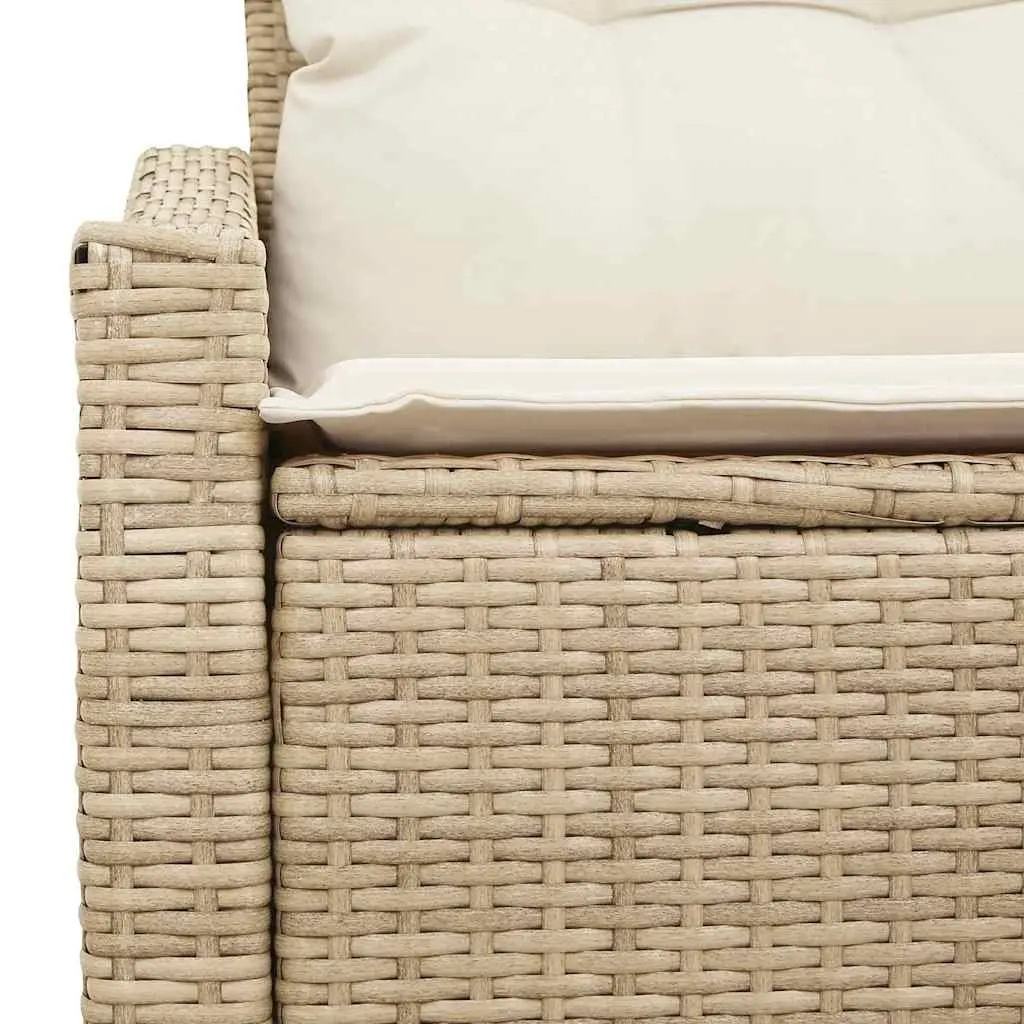 Modular Patio Lounge Sofa for Outdoor Garden Use in Beige Poly Rattan 123x62x69cm