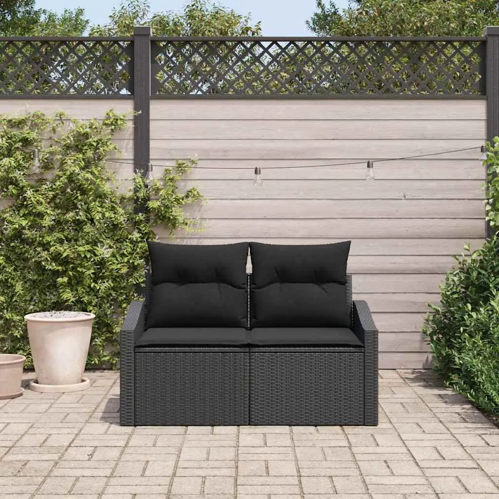 Black Poly Rattan Garden Sofa