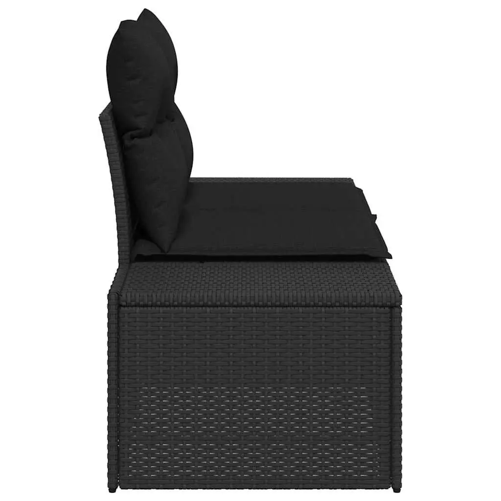 Outdoor Garden Sofa Black Poly Rattan Patio Seating 184 x 62 x 69 cm