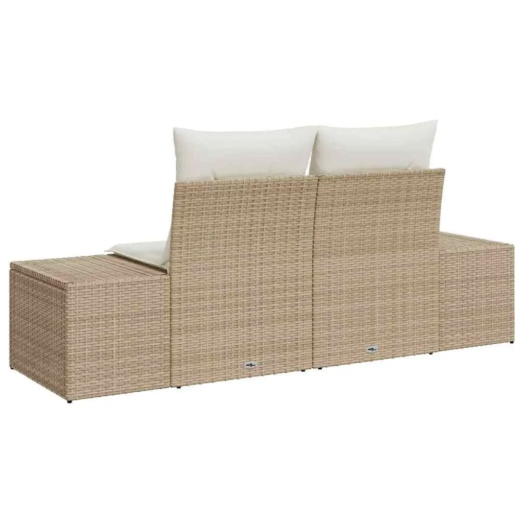 Outdoor Garden Sofa Beige Poly Rattan Patio Seating with Steel Frame 184cm