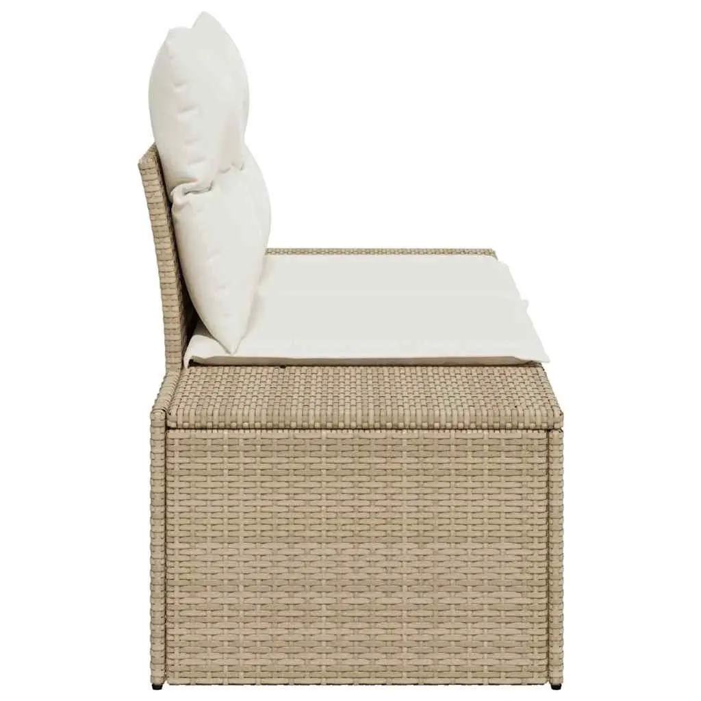 Outdoor Garden Sofa Beige Poly Rattan Patio Seating with Steel Frame 184cm