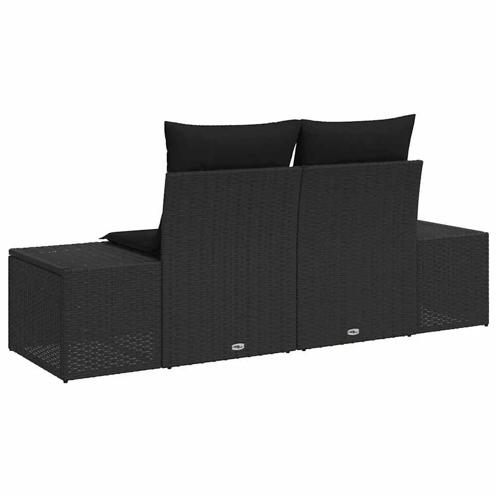 Black Poly Rattan Garden Sofa