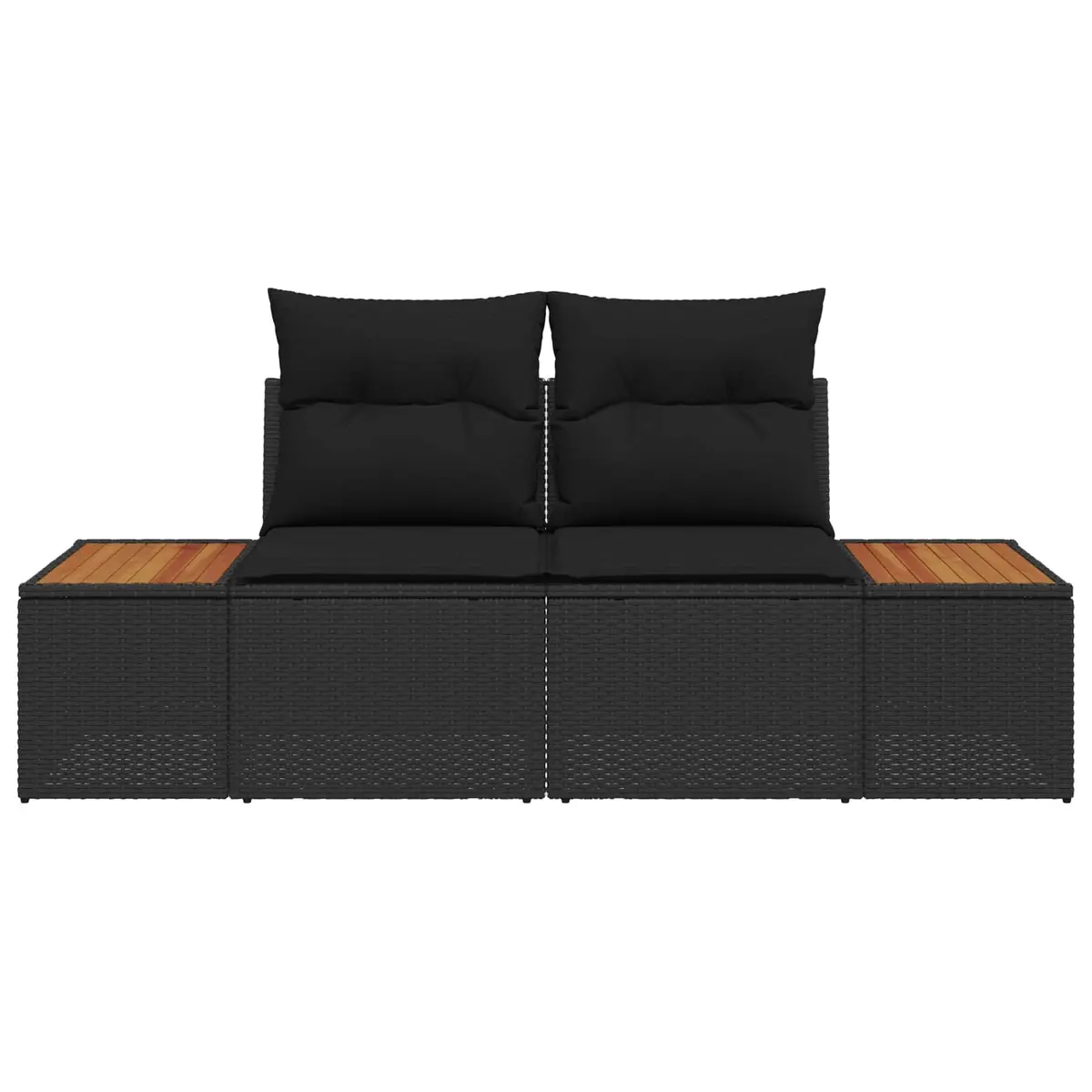 Outdoor Garden Sofa 2-Seater Black Poly Rattan Modern Patio Seating Furniture