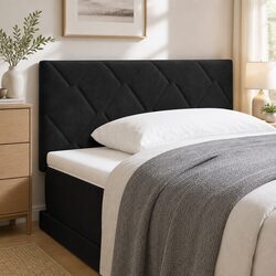 Black Adjustable Headboard 100 cm – Velvet Upholstered Design