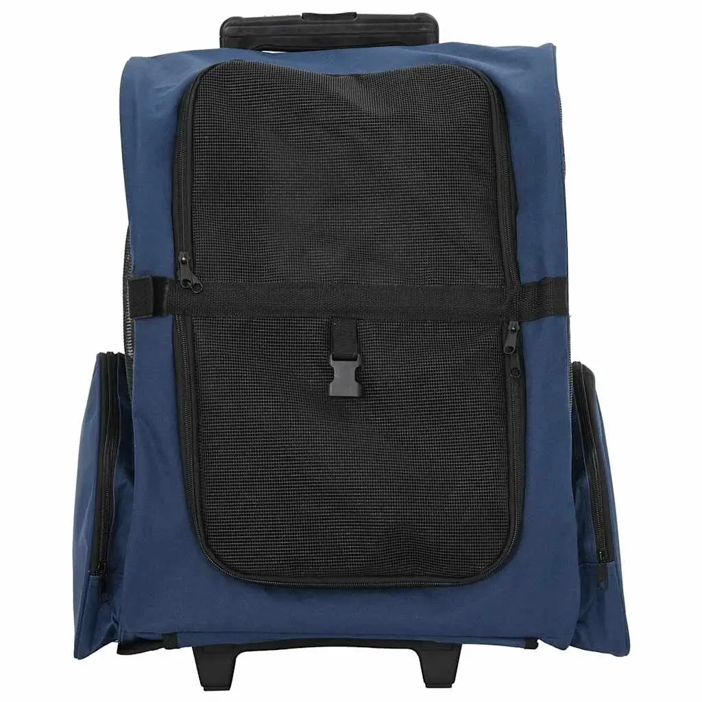 Pet Trolley 3-in-1 Rolling Carrier Backpack Hand Bag Blue 48 x 32 x 57-106 cm