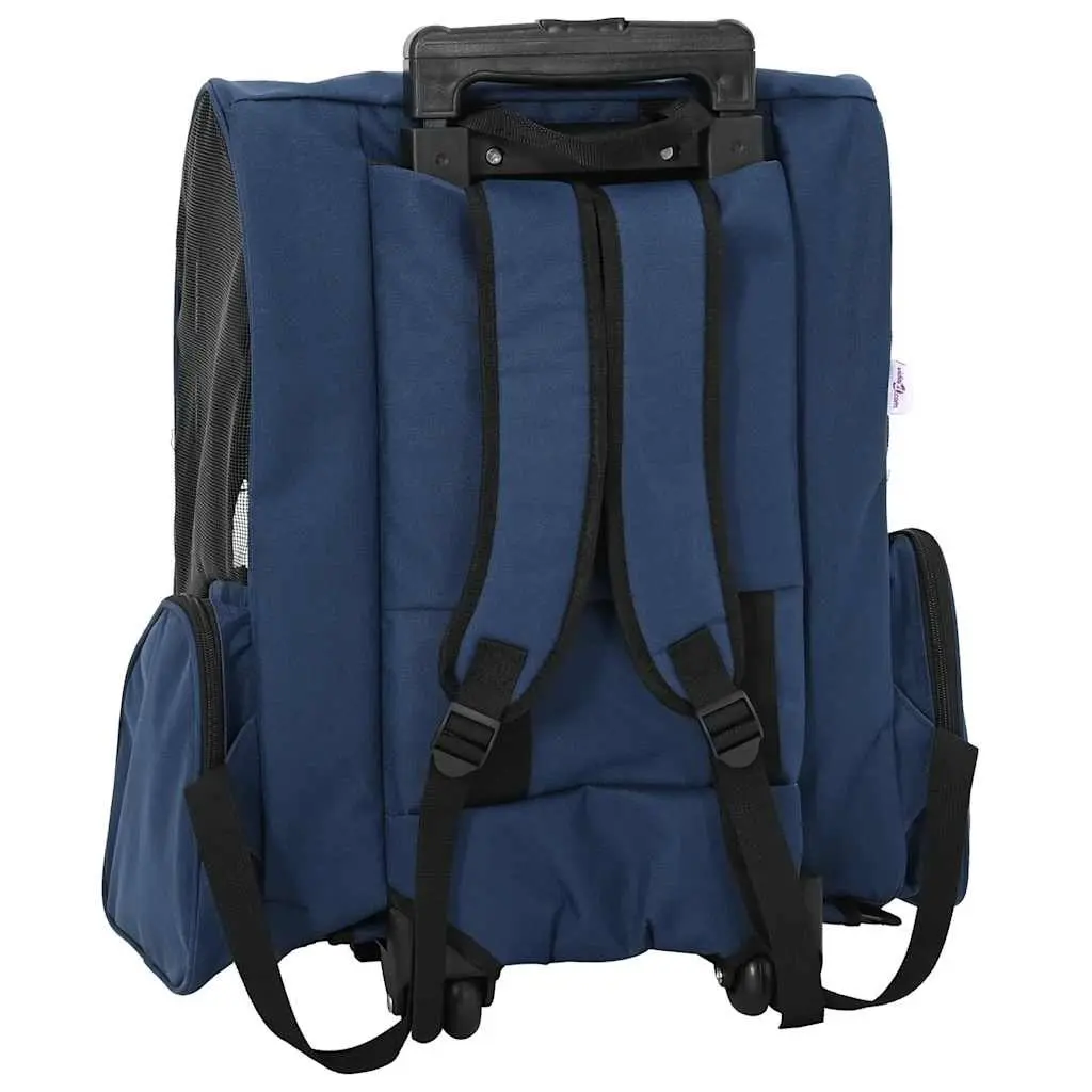 Pet Trolley 3-in-1 Rolling Carrier Backpack Hand Bag Blue 48 x 32 x 57-106 cm