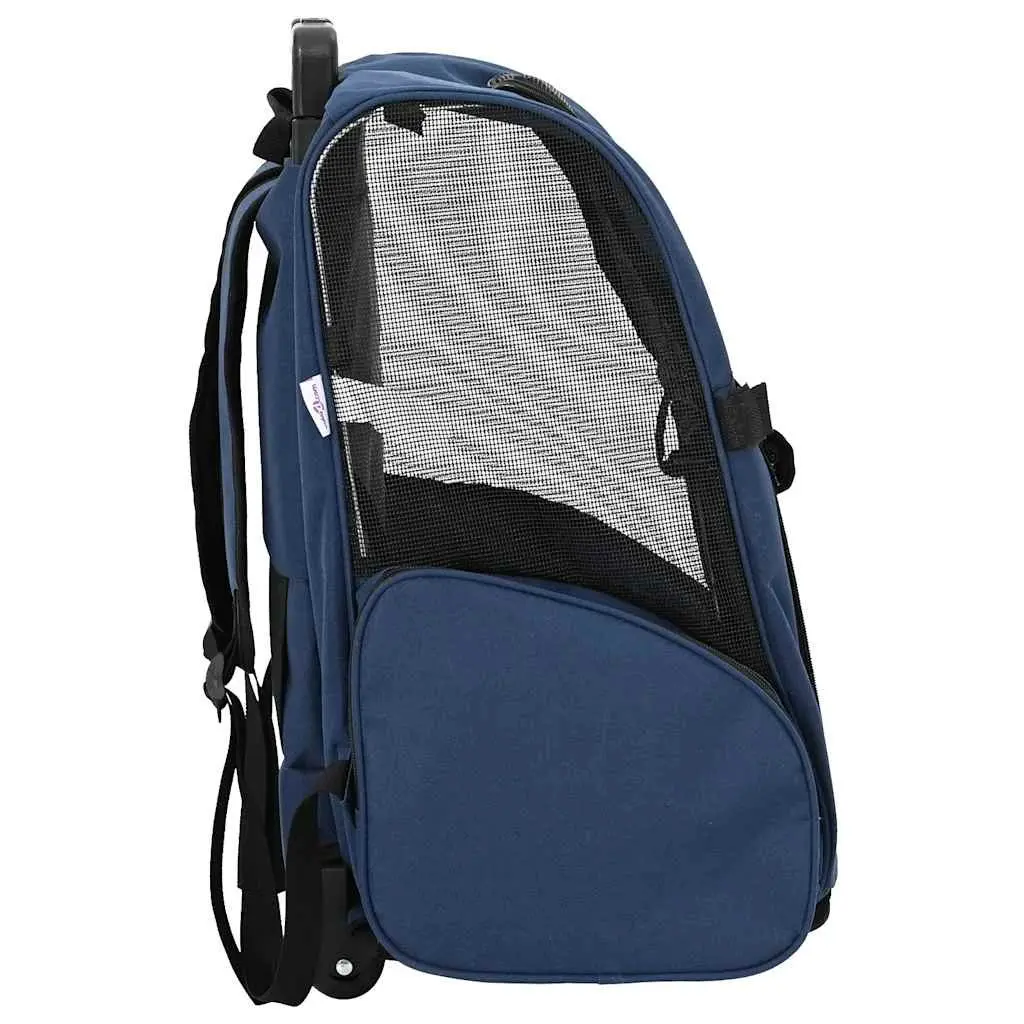 Pet Trolley 3-in-1 Rolling Carrier Backpack Hand Bag Blue 48 x 32 x 57-106 cm