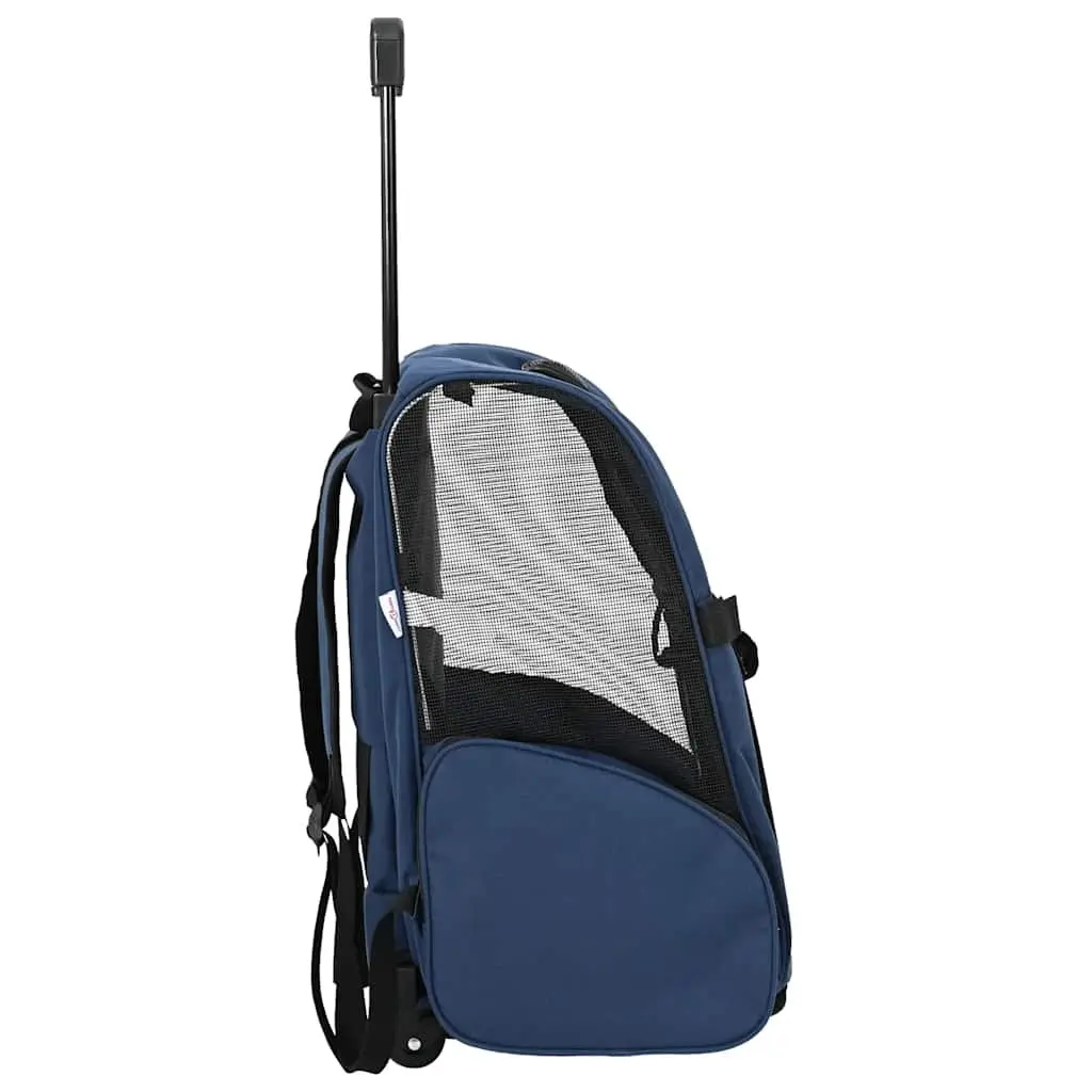 Pet Trolley 3-in-1 Rolling Carrier Backpack Hand Bag Blue 48 x 32 x 57-106 cm