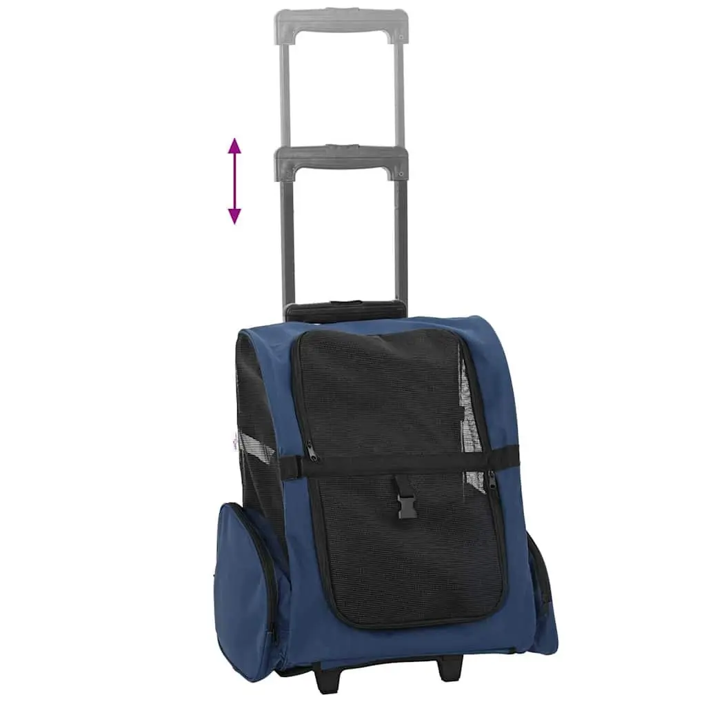 Pet Trolley 3-in-1 Rolling Carrier Backpack Hand Bag Blue 48 x 32 x 57-106 cm