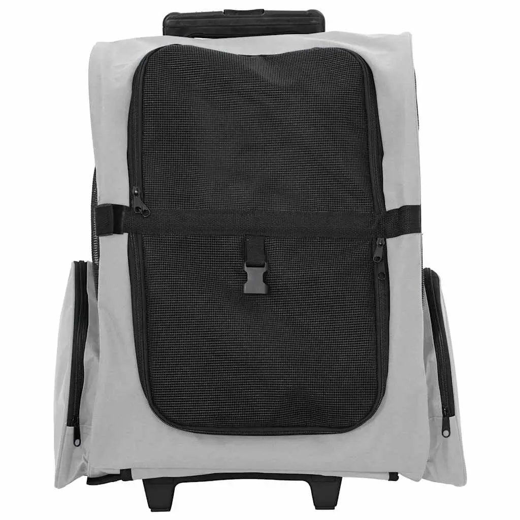 Pet Carrier 3-in-1 Backpack Rolling Trolley Handbag Grey Size Adjustable