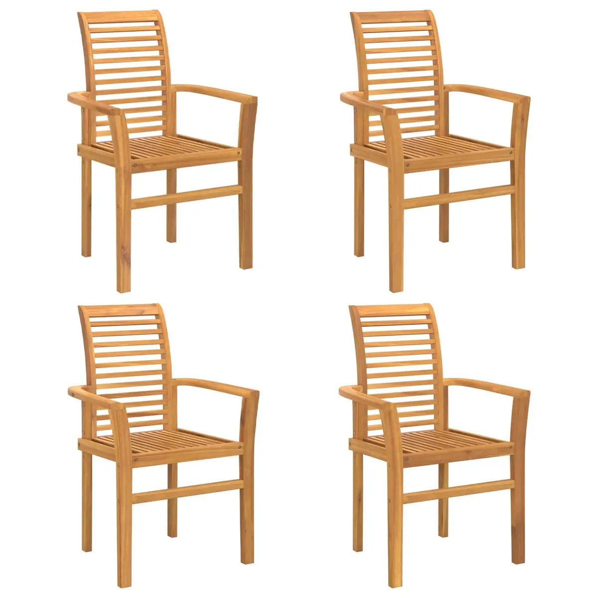 4-Piece Solid Teak Wood Dining Chair Set