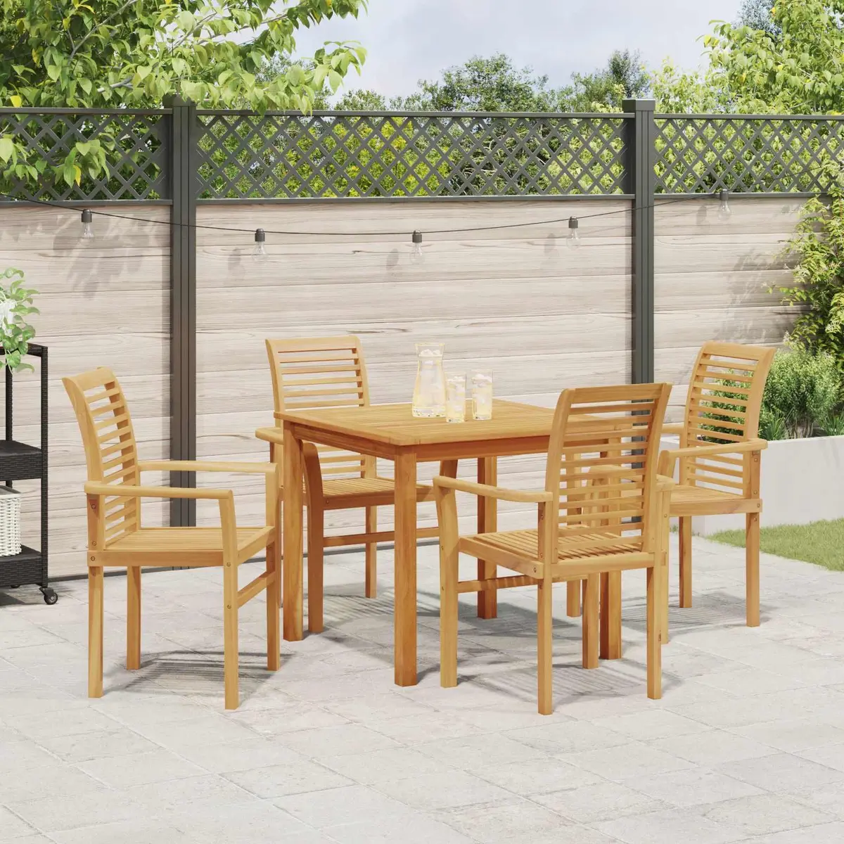 4-Piece Solid Teak Wood Dining Chair Set