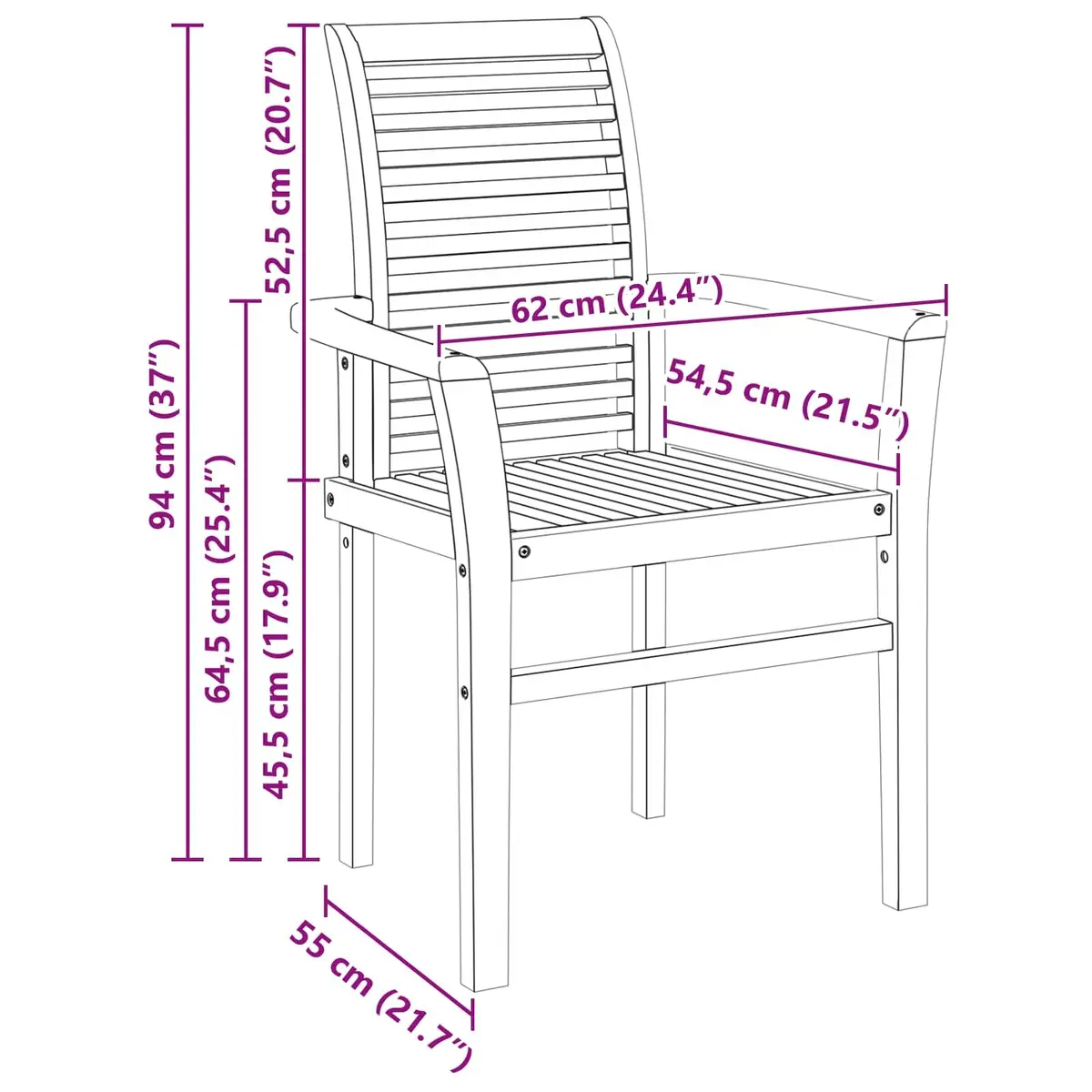 4-Piece Solid Teak Wood Dining Chair Set