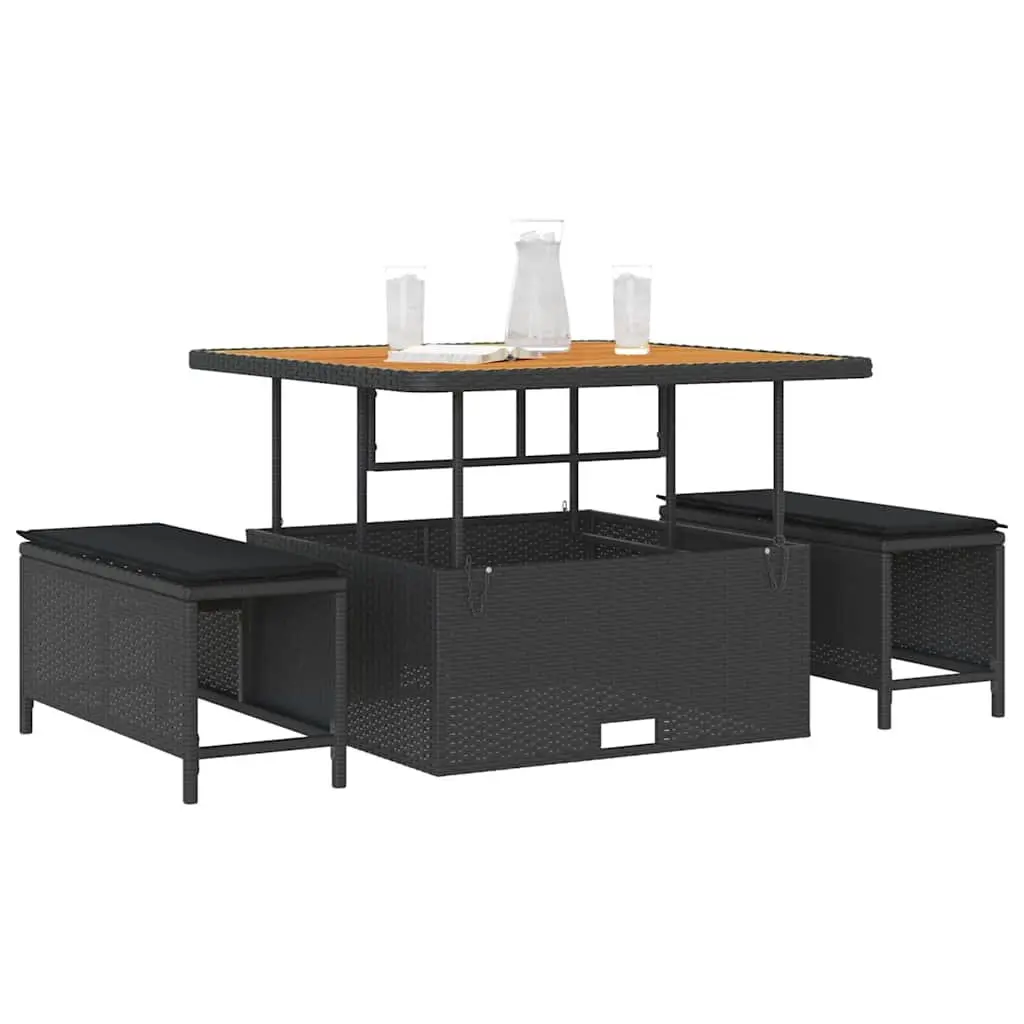 Outdoor Garden Dining Set Black Poly Rattan Furniture Patio 9 Piece