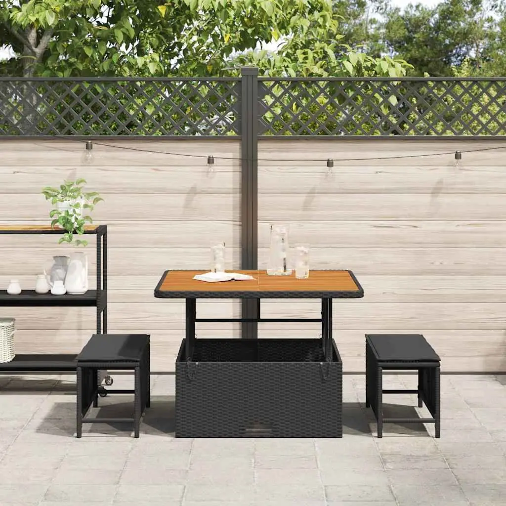 Outdoor Garden Dining Set Black Poly Rattan Furniture Patio 9 Piece