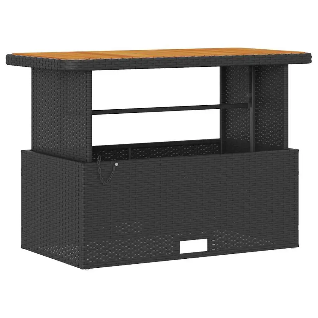 Garden Dining Set Outdoor Use Black Poly Rattan Acacia Size