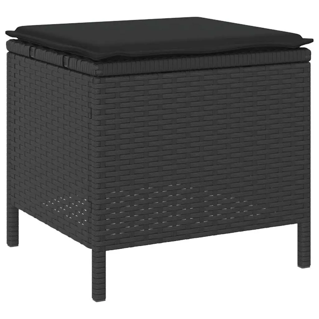 Garden Dining Set Outdoor Use Black Poly Rattan Acacia Size