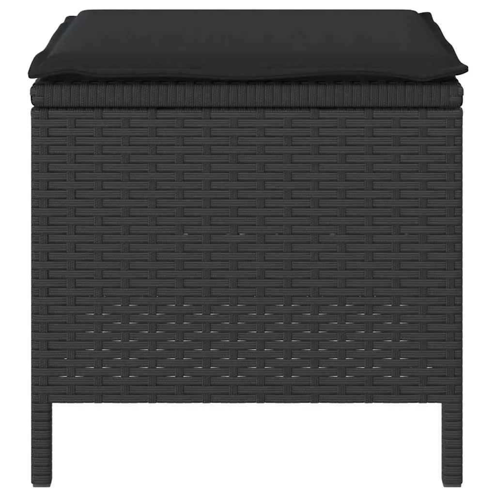 Garden Dining Set Outdoor Use Black Poly Rattan Acacia Size