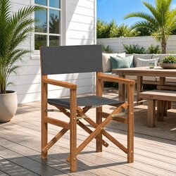 Folding Director Chair Specifications: Grey Teak Frame