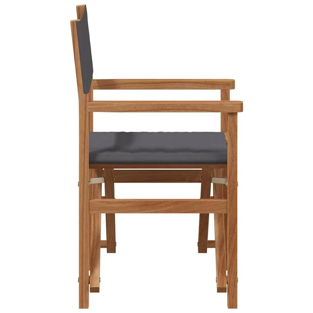 Folding Director Chair Outdoor Garden Grey Teak Frame Padded