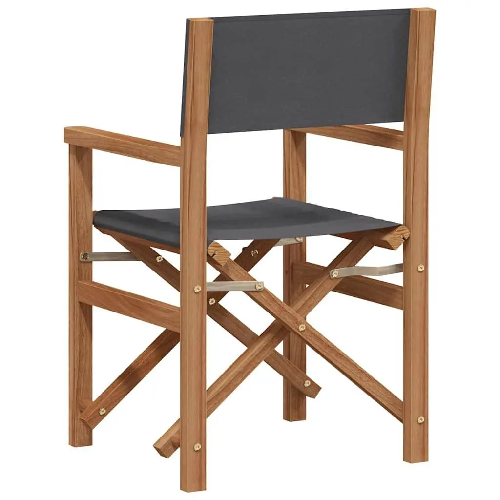 Folding Director Chair Outdoor Garden Grey Teak Frame Padded