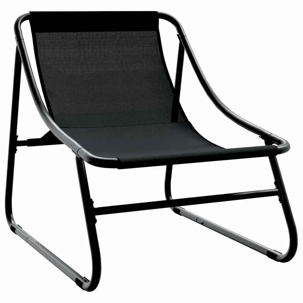 Black Powder-Coated Steel Garden Chairs 2 Piece Outdoor Patio Seating Set