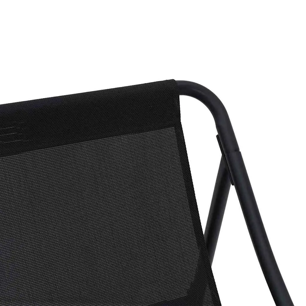 Black Powder-Coated Steel Garden Chairs 2 Piece Outdoor Patio Seating Set