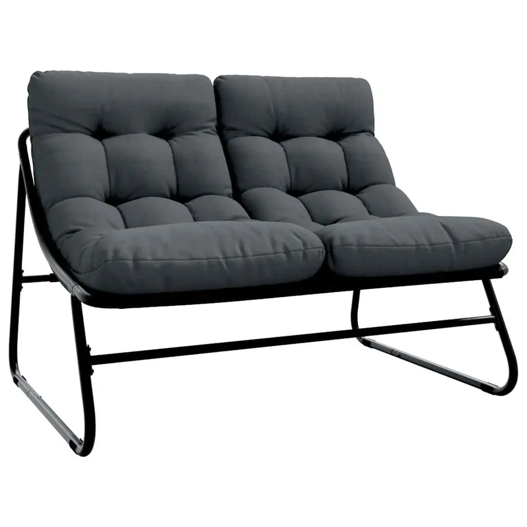 Outdoor Seating Set 3 Piece Black Steel Frame with Cushions for Garden or Terrace