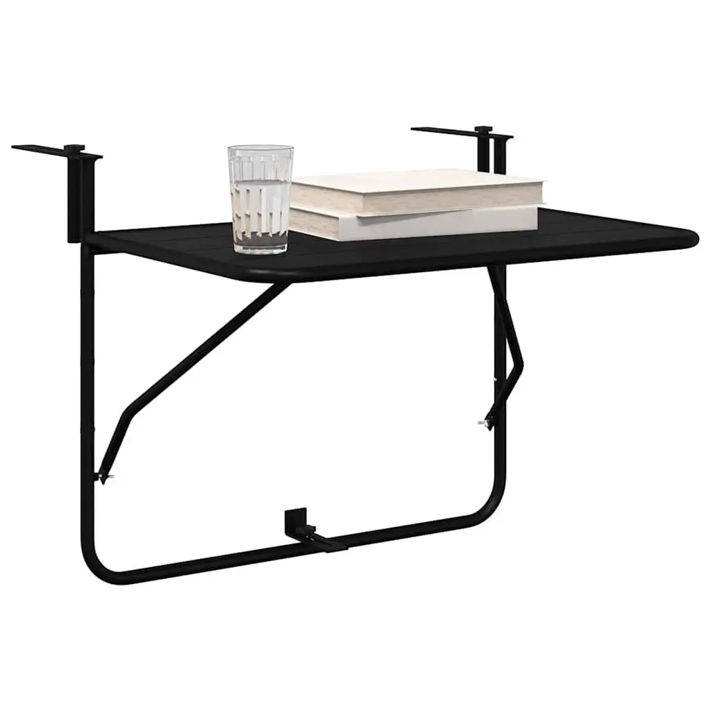 Foldable Hanging Balcony Table Outdoor Use Black Steel 60x39x65cm