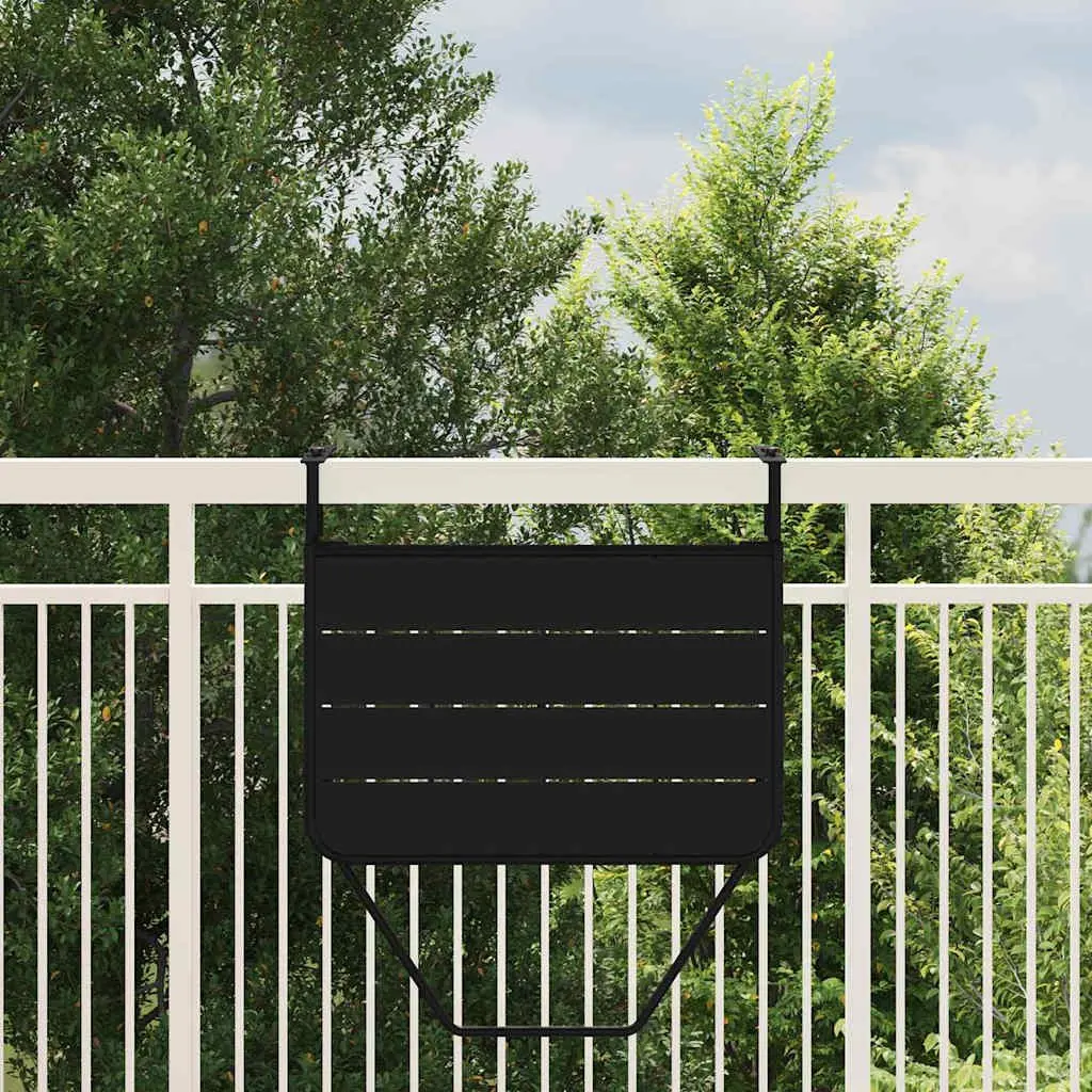 Foldable Hanging Balcony Table Outdoor Use Black Steel 60x39x65cm