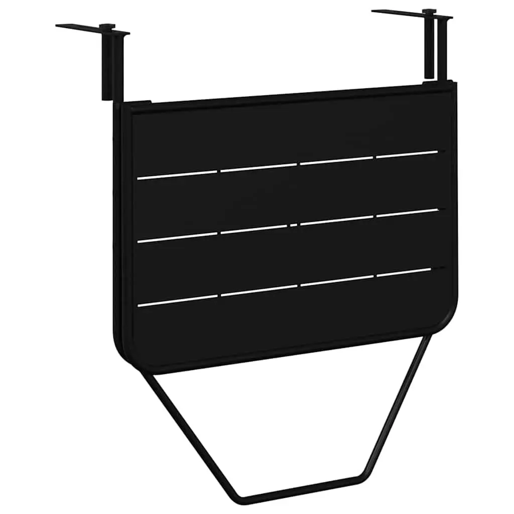 Foldable Hanging Balcony Table Outdoor Use Black Steel 60x39x65cm