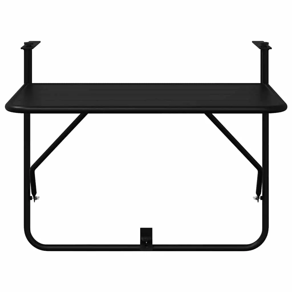 Foldable Hanging Balcony Table Outdoor Use Black Steel 60x39x65cm