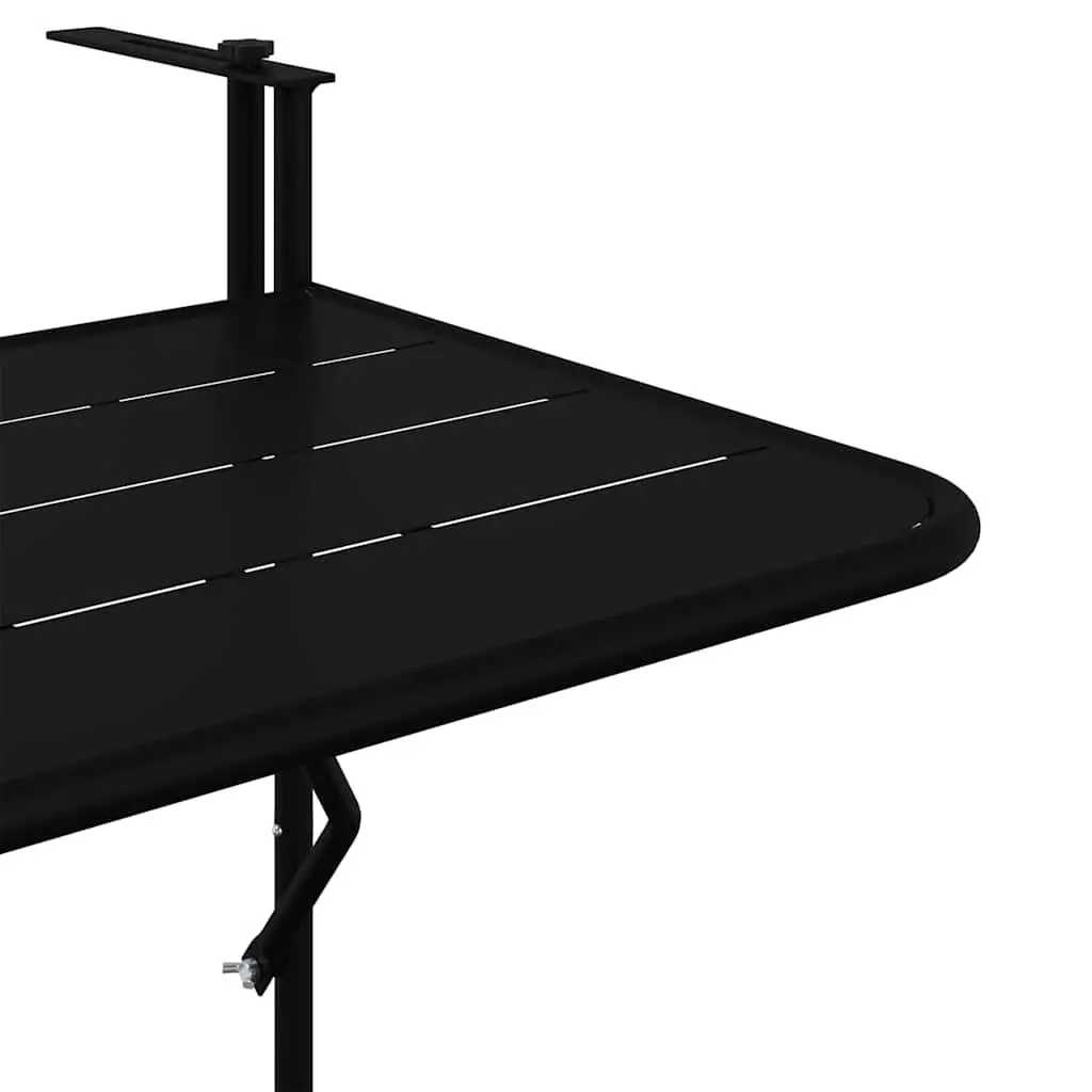 Foldable Hanging Balcony Table Outdoor Use Black Steel 60x39x65cm