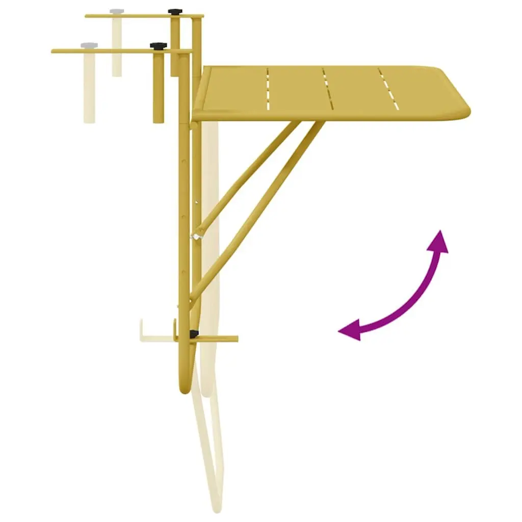 Hanging Balcony Table Outdoor Furniture Steel 60 x 39 x 65 cm