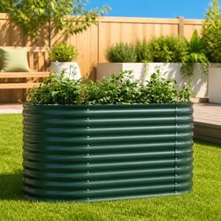 Raised Garden Bed 160 x 80 x 81 cm Green Steel Outdoor Planter Box