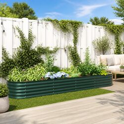 Raised Garden Bed 400x80x44cm Green Steel Outdoor Planter Box Minimalist Design